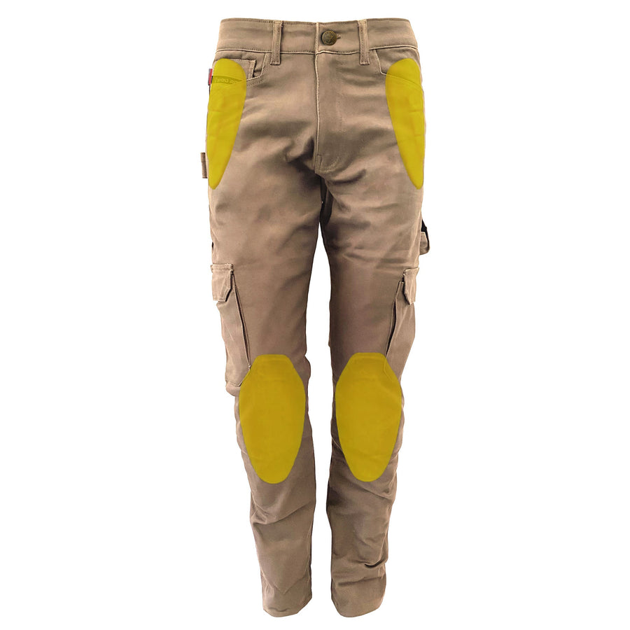 Straight Leg Cargo Pants - Khaki Solid with Pads
