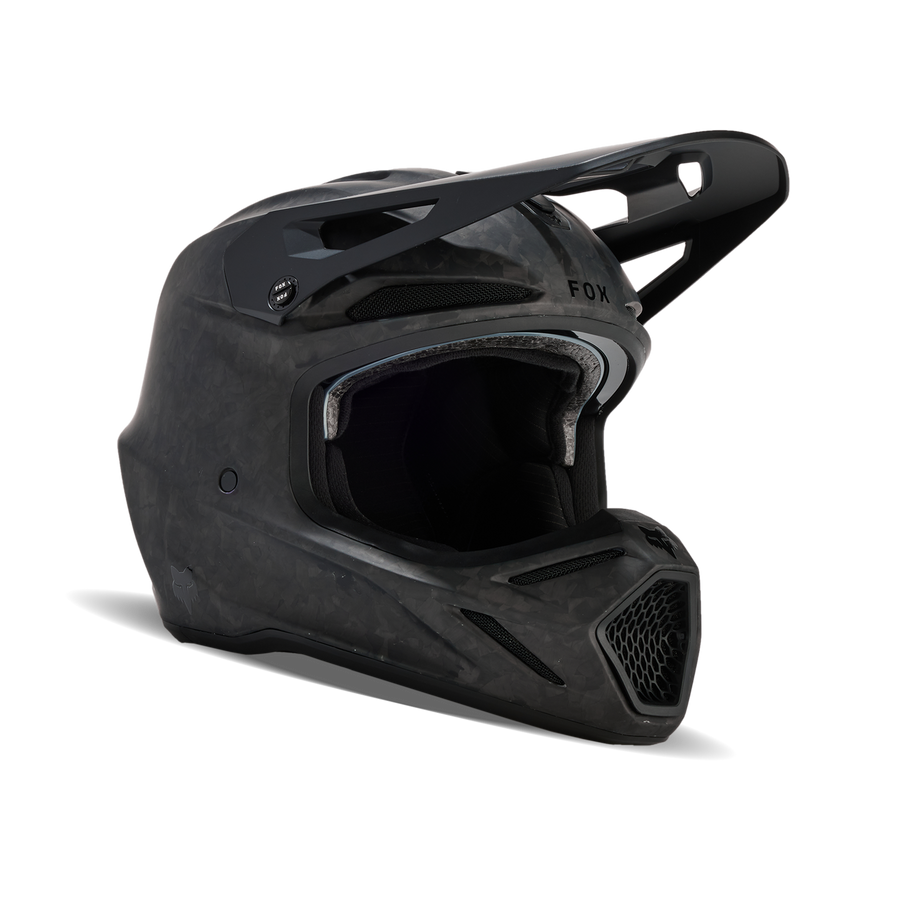 Fox V3 Carbon Solid Helmet - Black
