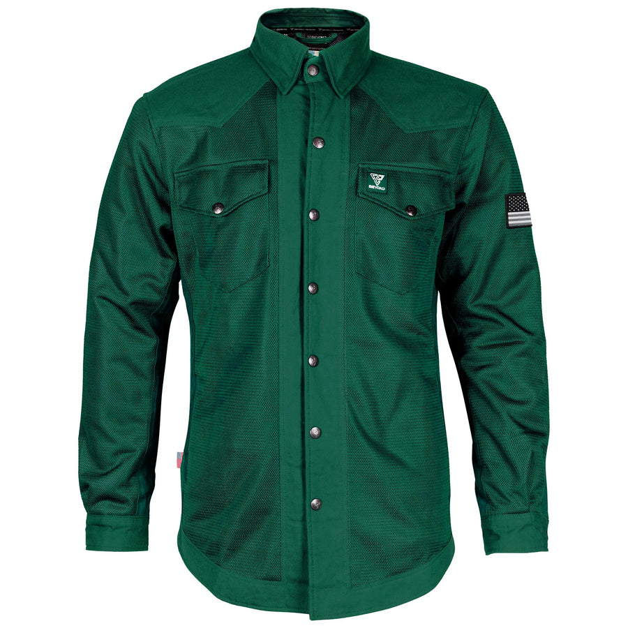 Protective Summer Mesh Shirt - Dark Green Solid with Pads