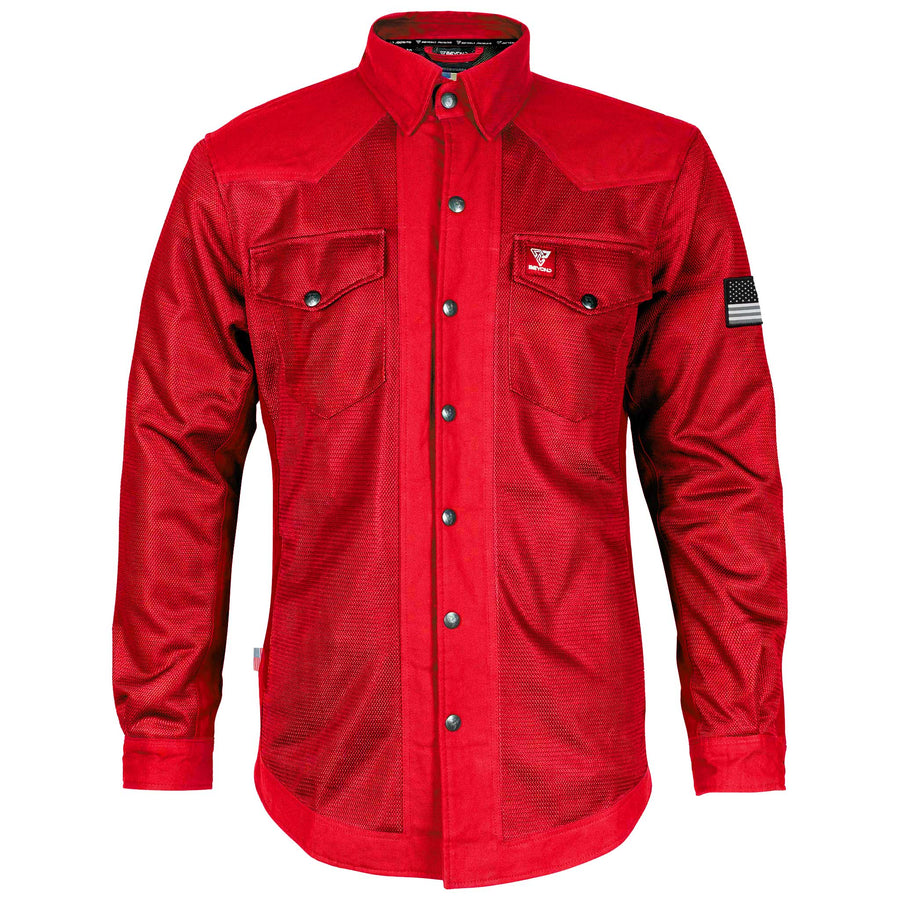 Protective Summer Mesh Shirt - Red Solid with Pads
