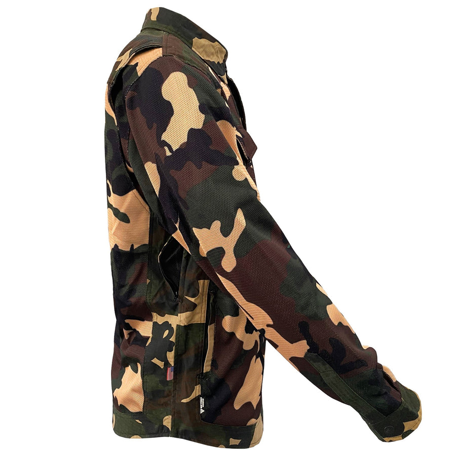 Summer Mesh Protective Camouflage Shirt "Knight Hawk" - Dark Color with Pads