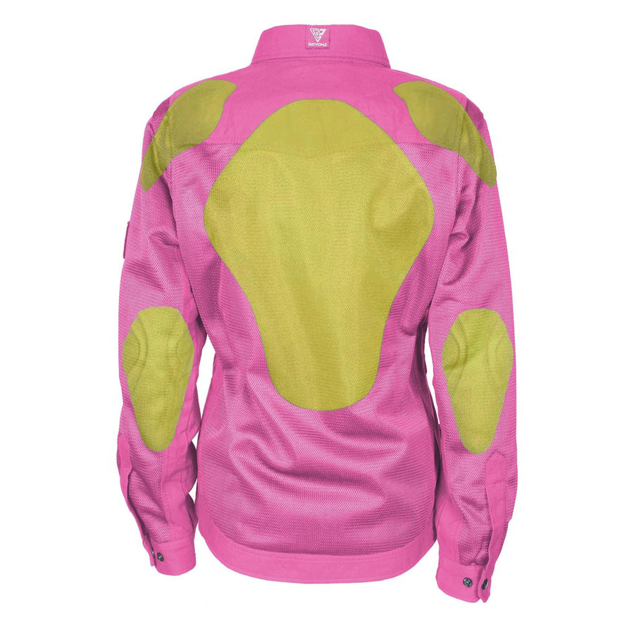 Protective Summer Mesh Shirt for Women - Pink Solid with Pads